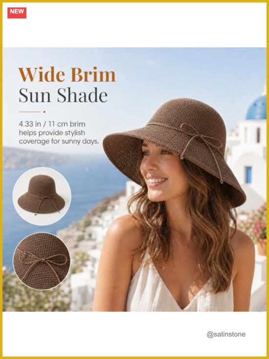 Handwoven Paper Straw Bucket Hat with Adjustable Drawstring and Wide Brim for main image 3